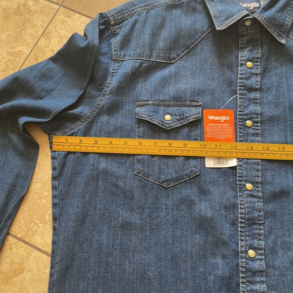 Wrangler NWT TALL Men's Long Sleeve Western Denim Workshirt - Picture 9 of 11